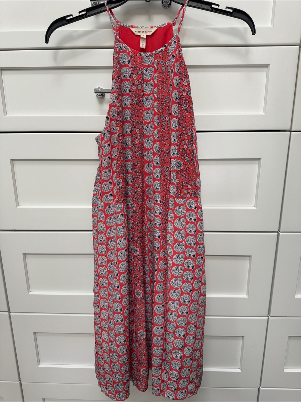 Rebecca Taylor Coral and White Printed Halter Dress